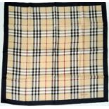 A Burberry Nova Check Scarf. 100% silk, made in Italy. Approximately 90cm x 90cm. Please see