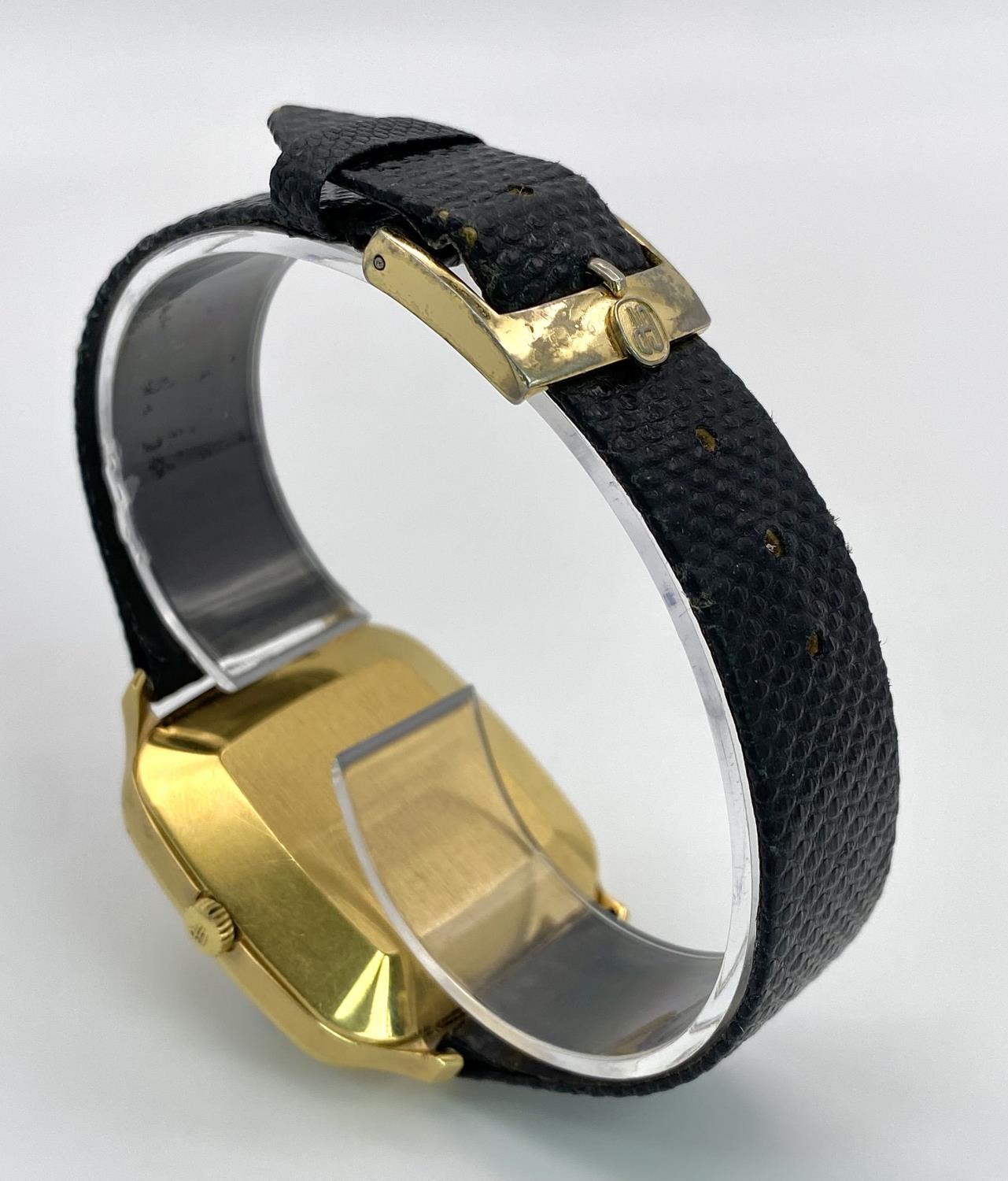 A Girard Perregaux Gold Plated Gyromatic Gents Watch. Black leather strap. Gold plated case - - Image 6 of 6
