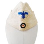 WW2 German Kriegsmarine Enlisted Mans/Nco’s White Overseas Summer Cap. Makers Marked: Kempel &