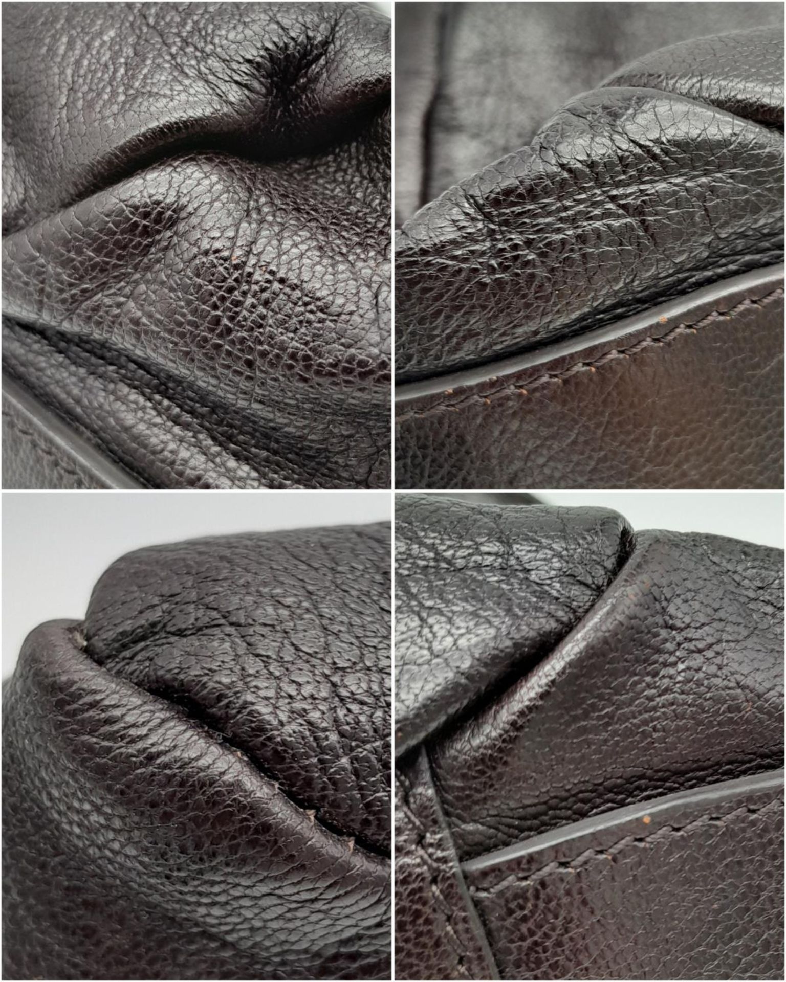 A Celine Dark Brown Shoulder Bag. Leather exterior with silver-toned hardware, single strap, press - Bild 5 aus 10