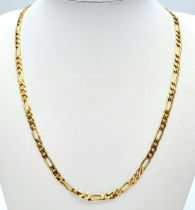 A Vintage 9K Yellow Gold Figaro Link Chain. 44cm. 13.15g