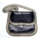 A Paco Rabanne Black 69 Chain Bag. Leather exterior with silver-toned perforated steel discs