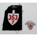 WW2 German Reichsarbeitsdienst RAD (Labour Corps) Cap Badge & Gau Sleeve Badge for the Hessen-Süd