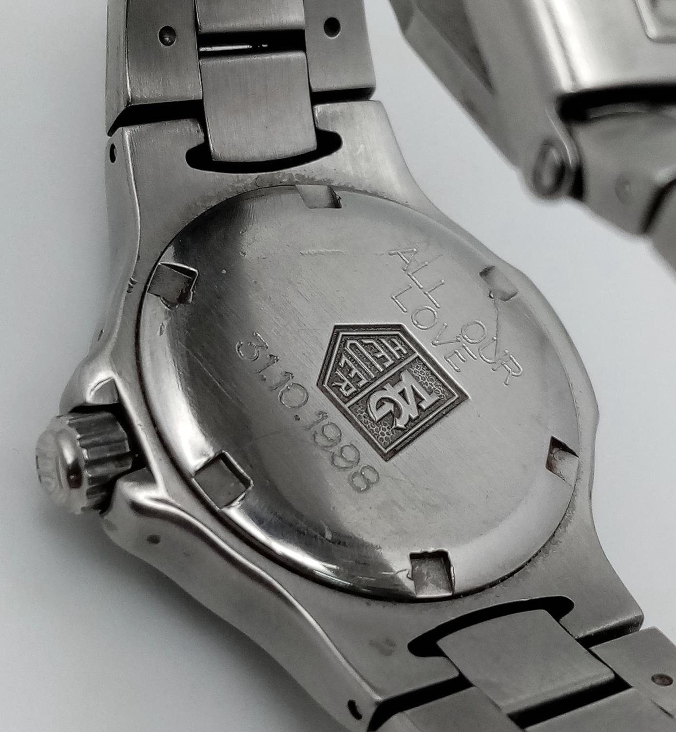 A Tag Heuer Professional Ladies Quartz Watch. Stainless steel bracelet and case - 28mm. Grey dial - Image 8 of 8