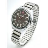 A Vintage Russian Soviet CCCP Manual Wind Stainless Steel Date Watch. 40mm Including Crown. Full