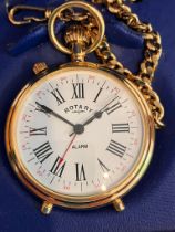 ROTARY POCKET WATCH with ALARM. Finished in Gold Tone with matching Chain. Complete with original
