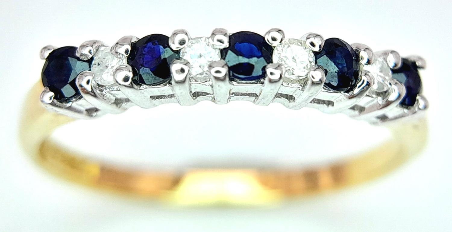 A 9K YELLOW GOLD DIAMOND & SAPPHIRE RING 1.4G SIZE M. ref: SPAS 9027 - Image 3 of 5