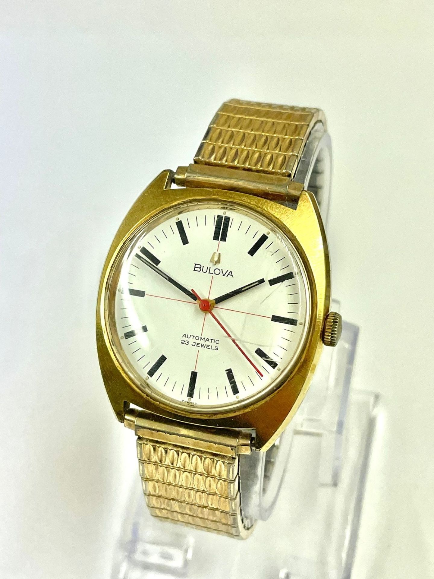 A Vintage Bulova automatic watch , ticks but stops as found.