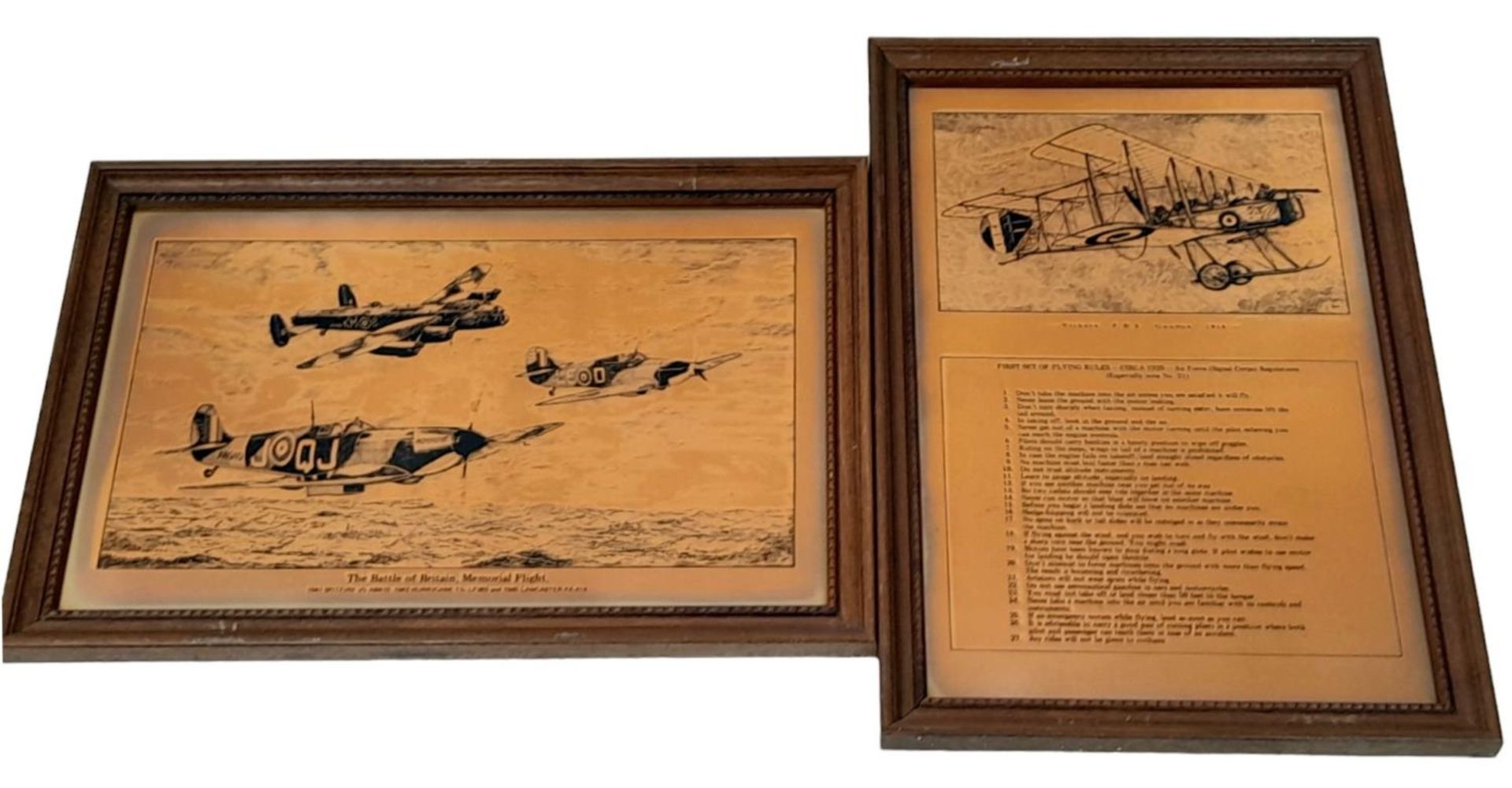 Two Copper Plated Etched Pictures Depicting Aircraft. In frame - 32 x 49cm.
