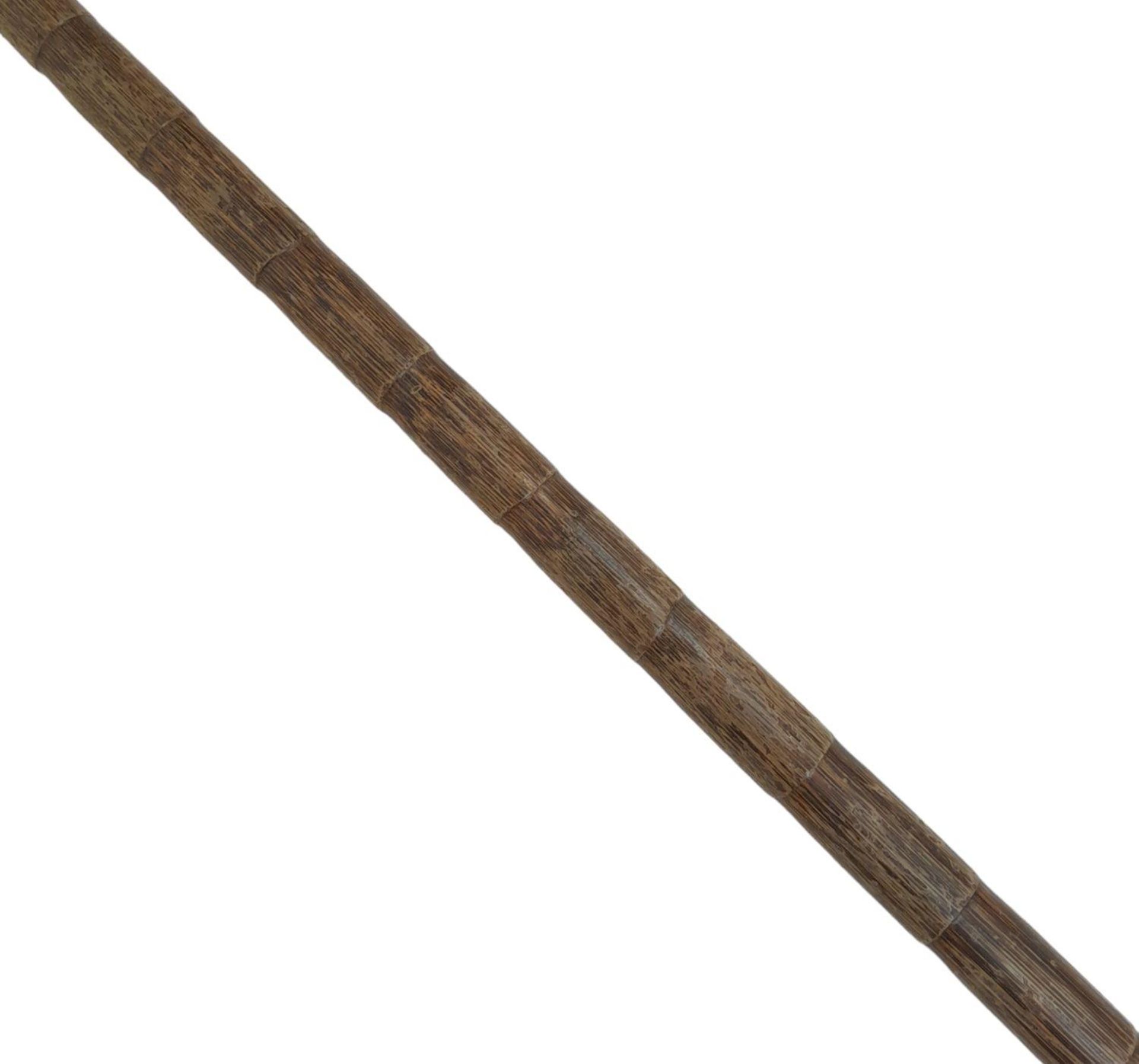 An Antique Bamboo Walking Stick with Sterling Silver Handle. Markings for London 1909. Makers mark - Image 5 of 6