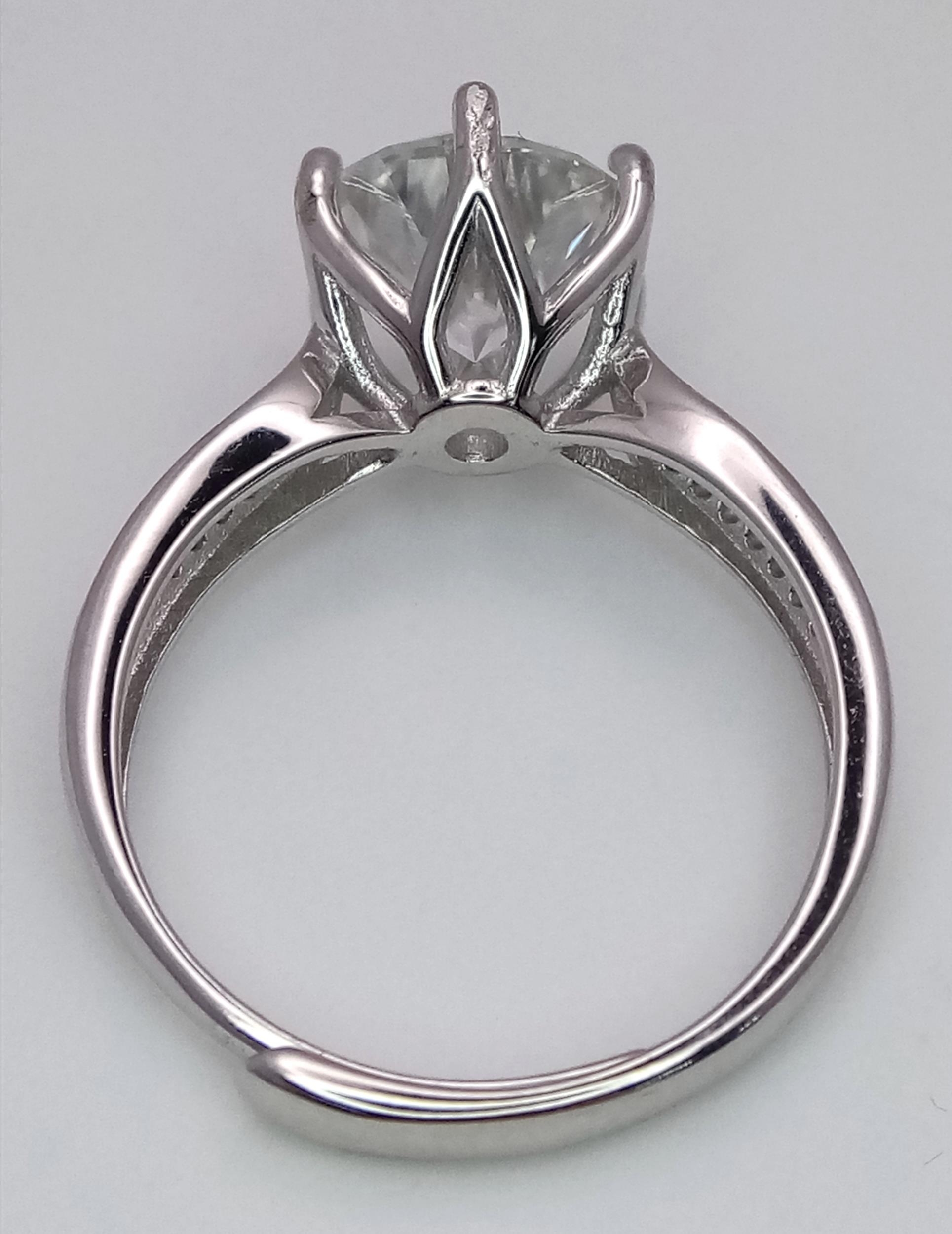 A 3ct Moissanite Ring set in 925 Silver. Size P. Comes with a GRA certificate. - Image 4 of 9