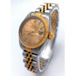A Bi-Metal Rolex Oyster Perpetual Datejust Ladies Watch. 18K gold bracelet and case - 26mm. NOTE: