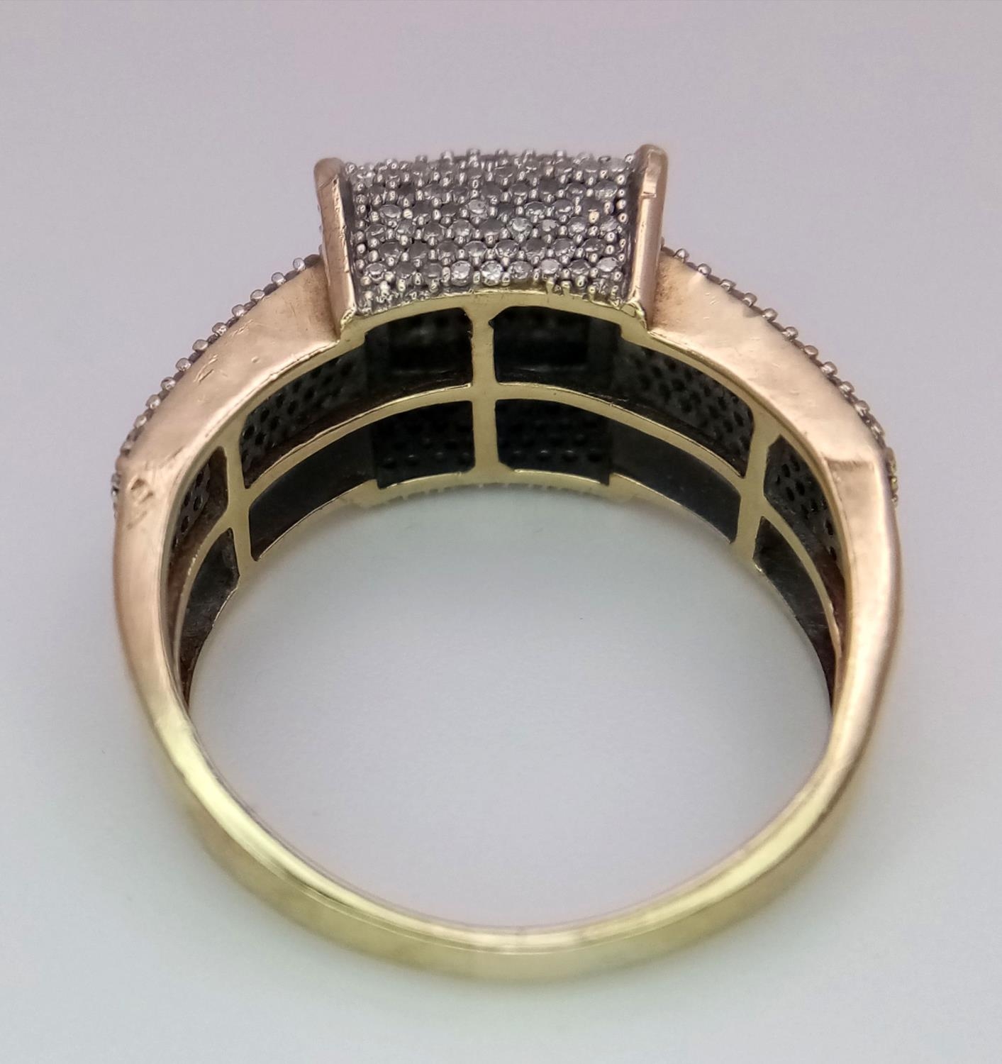 A 9ct Yellow Gold Pave Set Diamond Ring, over 2ct Diamonds, size P, 5.6g. ref: PWN3212 - Image 4 of 6