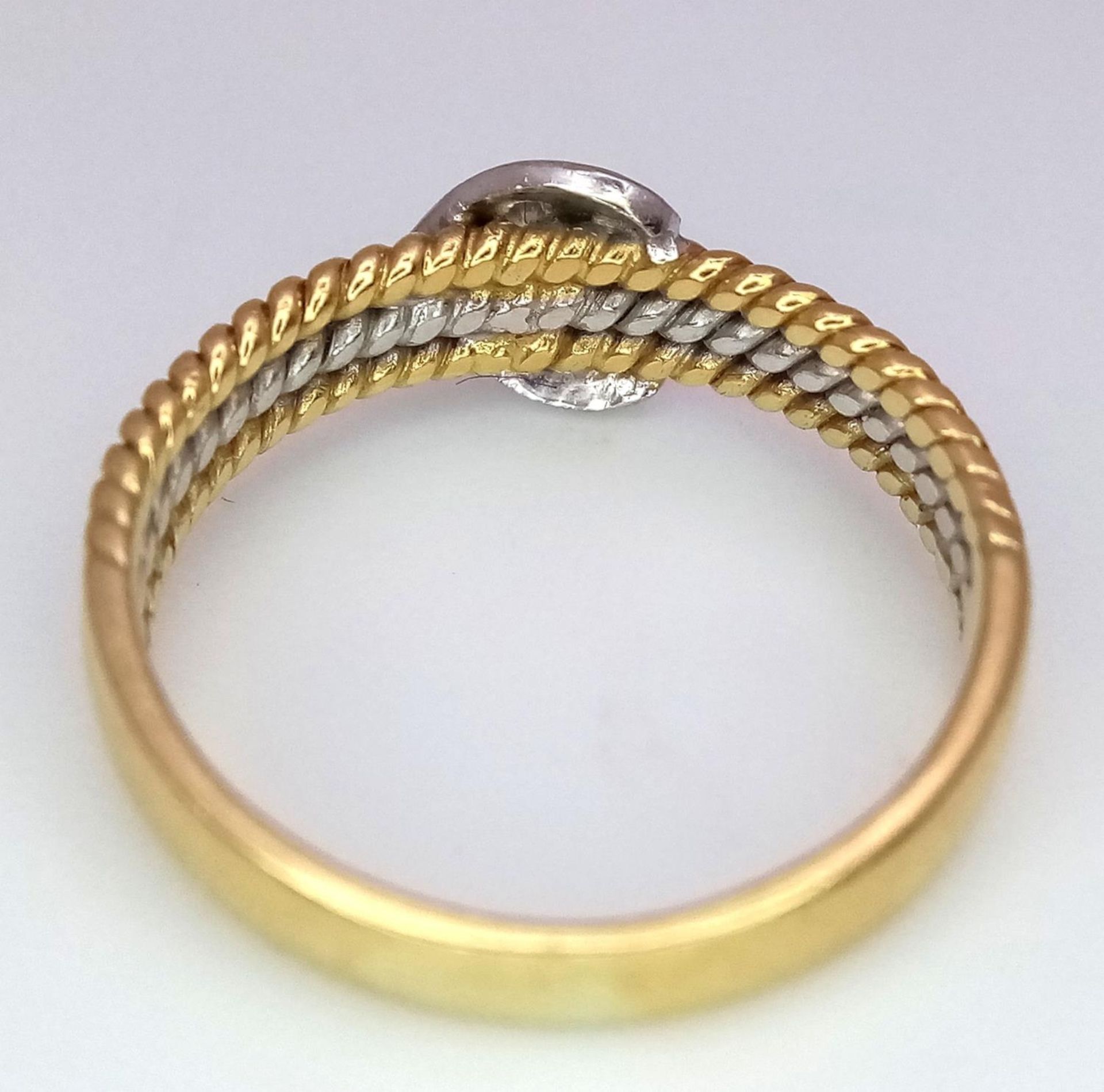 An 18K White and Yellow Gold, Diamond Crescent Ring. Size K. 2.85g total weight. - Image 4 of 5