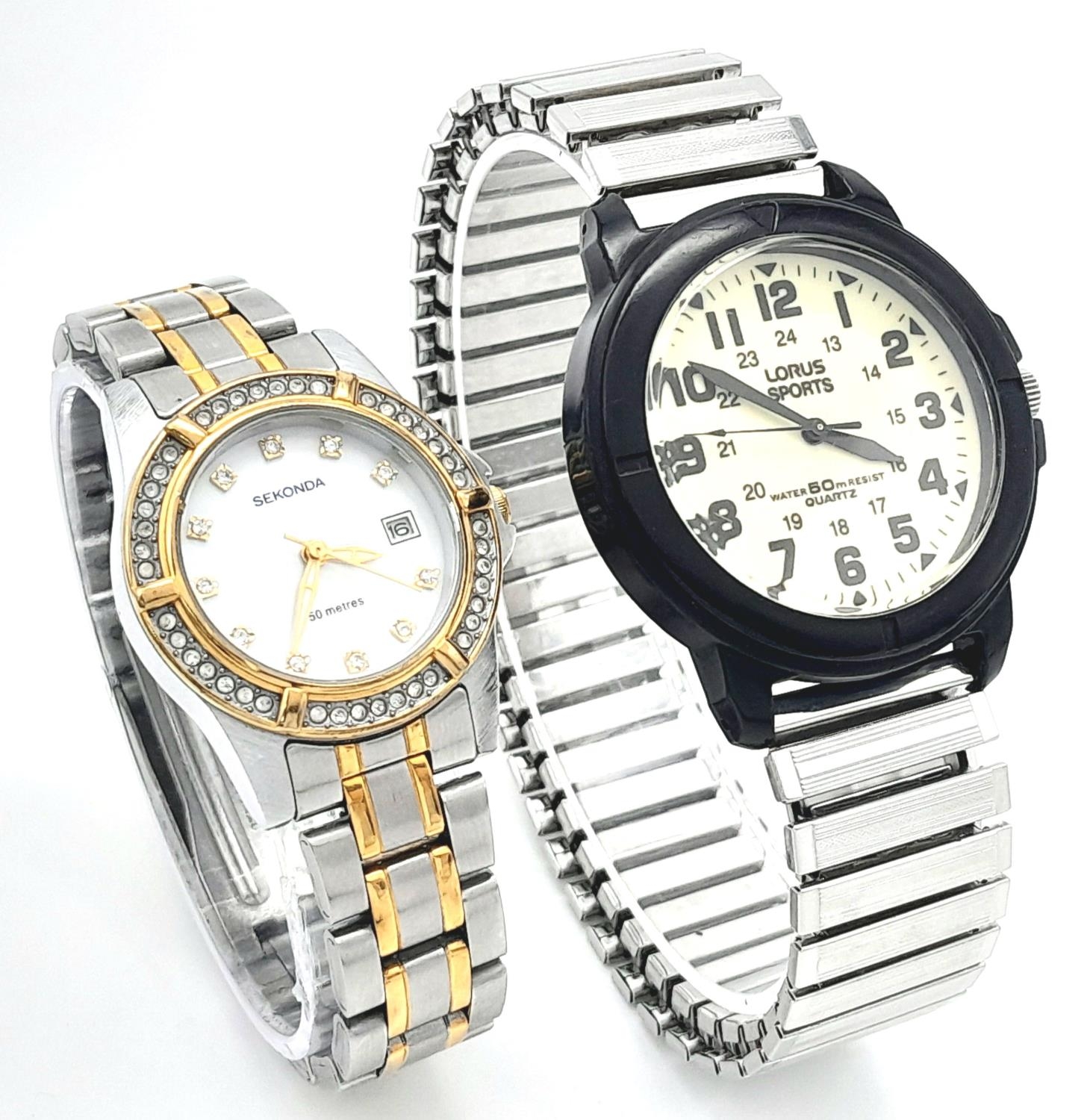 A Sekonda and Lorus Sports Quartz Watch. 37 and 28mm cases. Both in working order. - Image 3 of 6