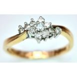 A 9K YELLOW GOLD DIAMOND CLUSTER RING 0.20CT. 1.6G SIZE J 1/2. ref: SPAS 9007