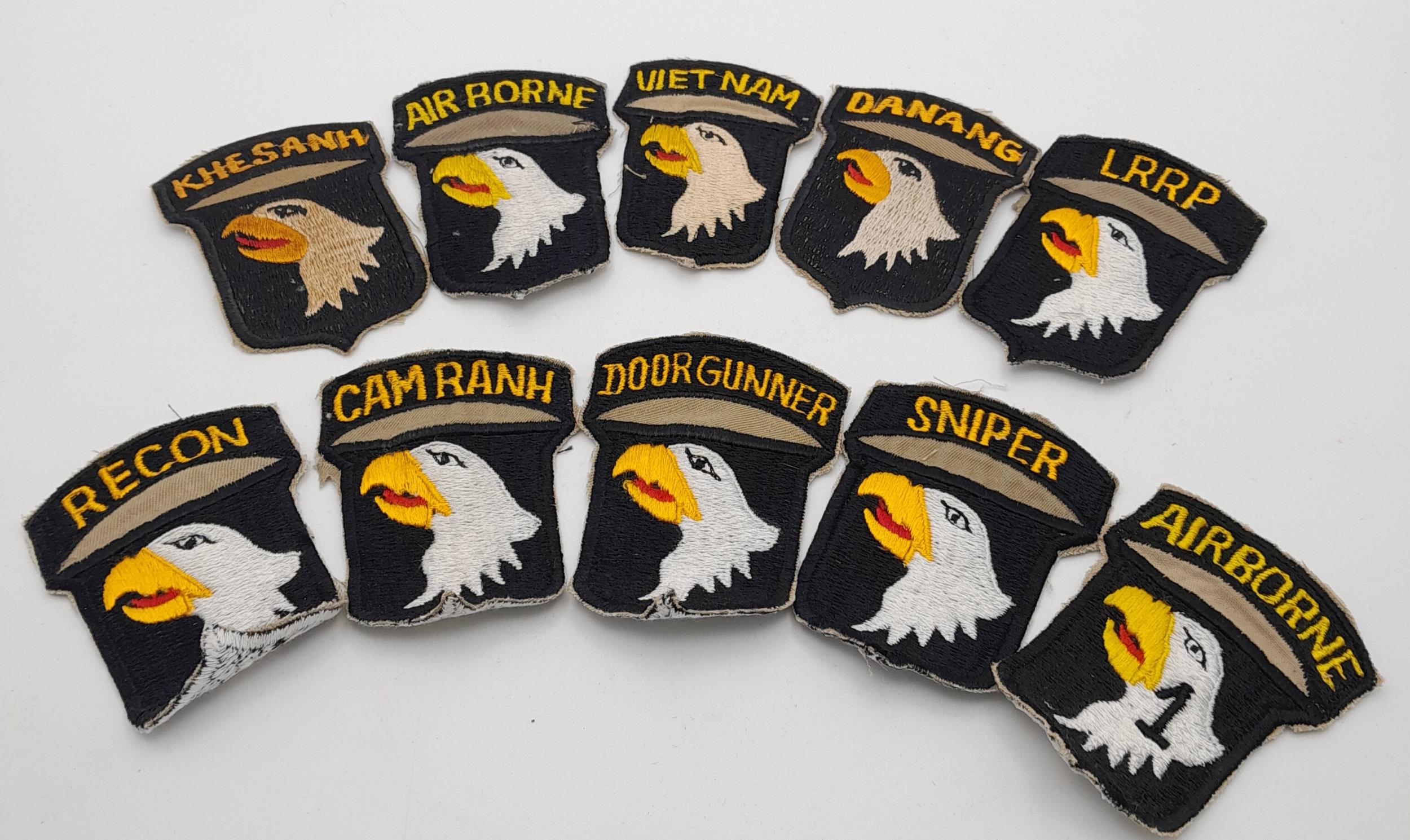 Set of 10 Different Vietnam War Era 101st Airborne Patches In Country Made.