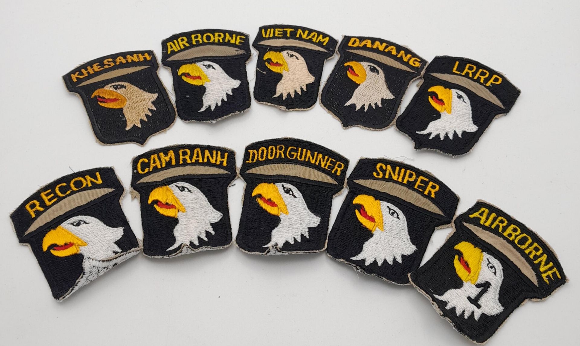 Set of 10 Different Vietnam War Era 101st Airborne Patches In Country Made.