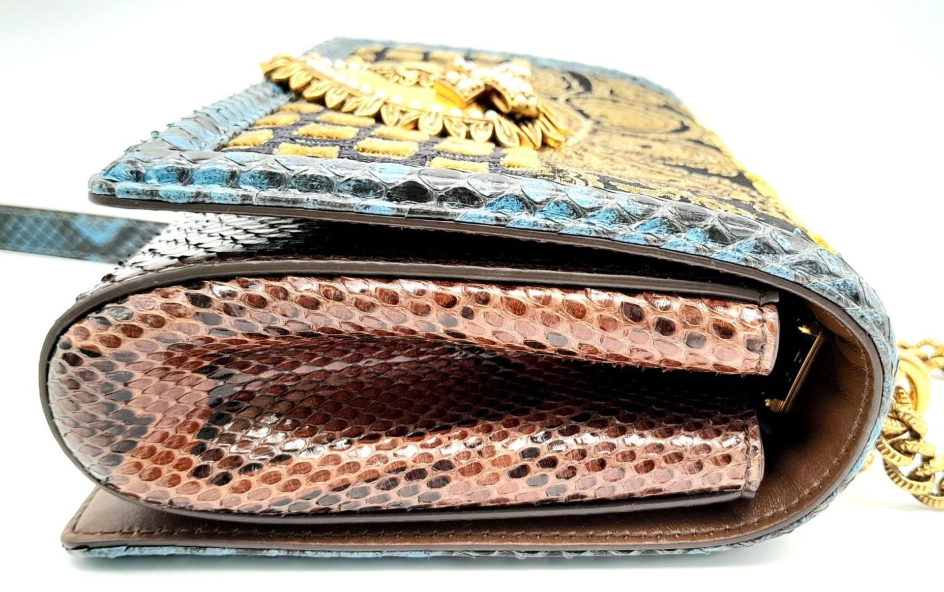 A Dolce & Gabbana Multi-Colour Devotion Patchwork Bag. Leather, textile and python exterior with - Bild 3 aus 15