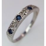 A 9K WHITE GOLD DIAMOND & SAPPHIRE BAND RING 2G SIZE N SPAS 9004