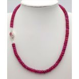 A 150ctw Ruby Rondelle Necklace with Ruby and 925 Silver Clasp. 40cm length. Ref: CD-1274