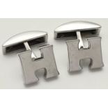 A 18K WHITE GOLD HIRSH CUFFLINKS 11.5G SC 9061