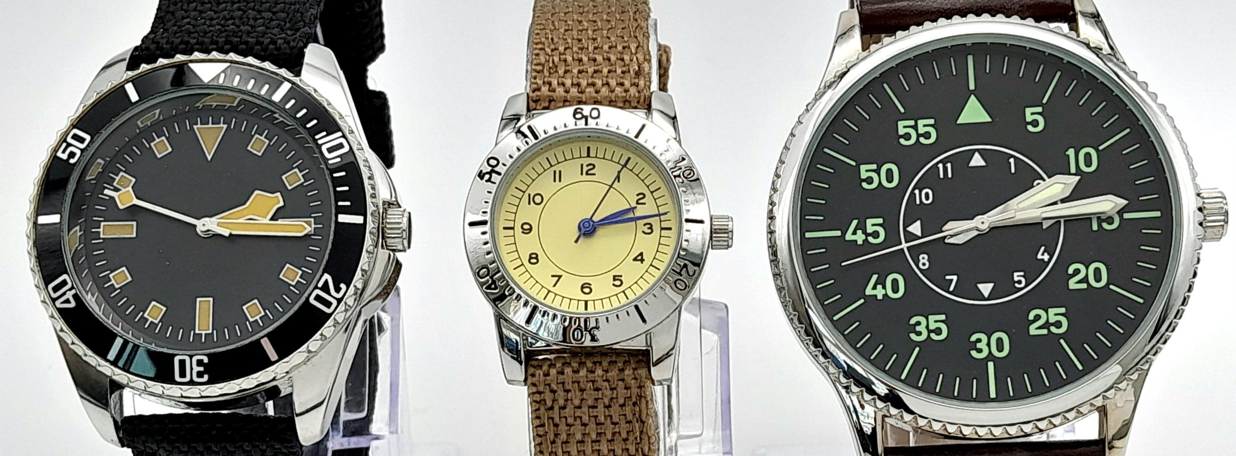 Three Unworn Military Homage Watches Comprising; 1) A German Laco Design Pilots Aviator Watch ( - Image 2 of 6