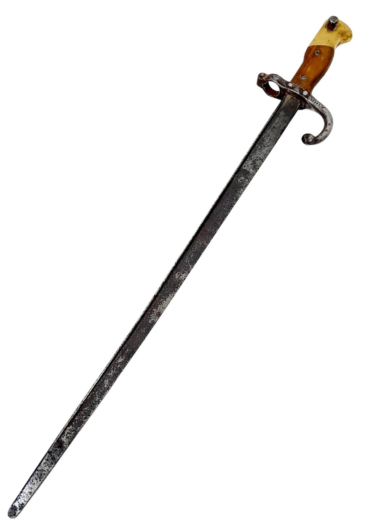 An Antique French M1874 Gras Bayonet. Markings on hilt of, B 8014. 85cm total length.