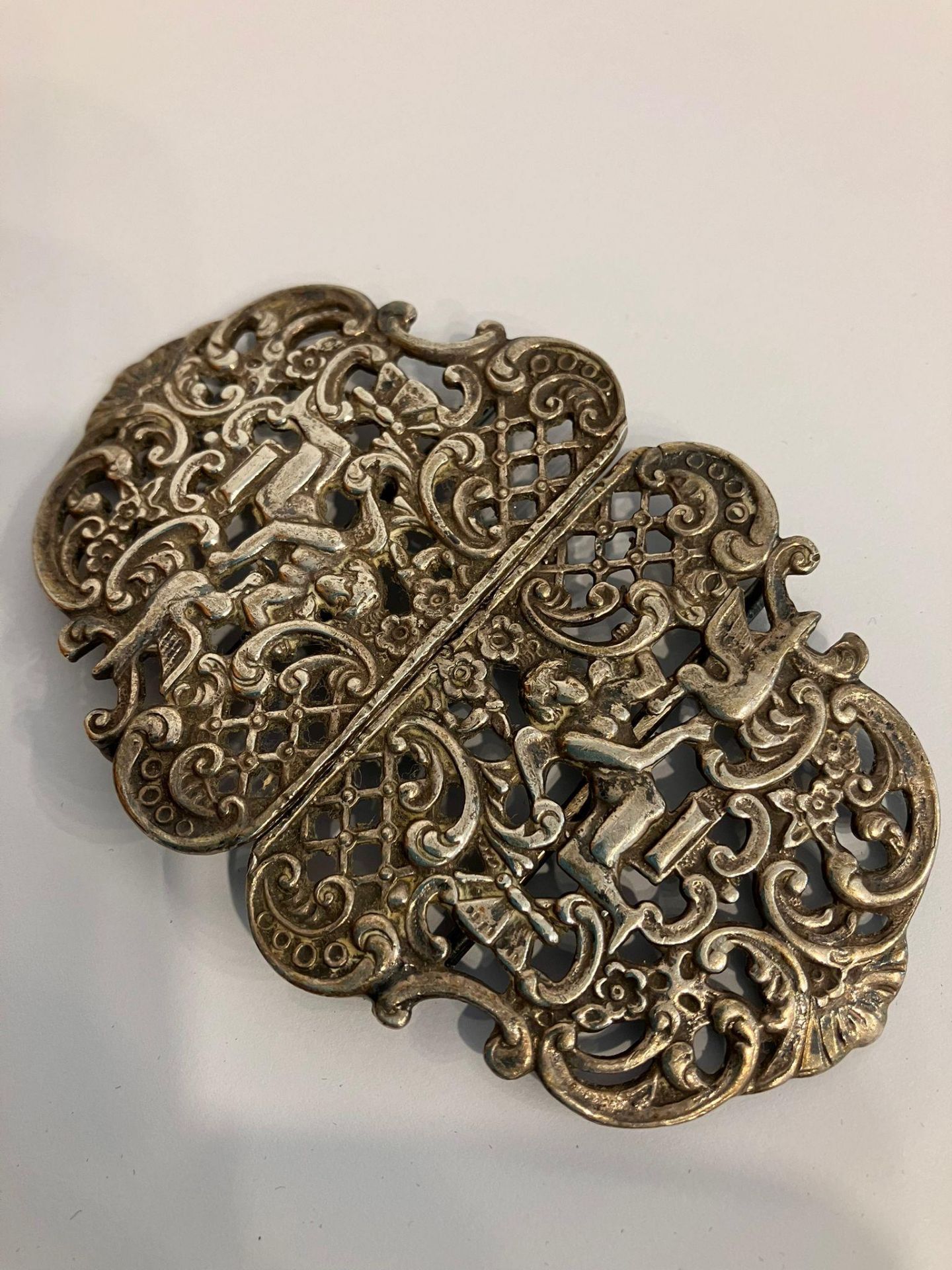 Vintage SILVER NURSES BUCKLE. Beautiful Silver openwork design. Hallmark for Sheffield 1971. Cast in