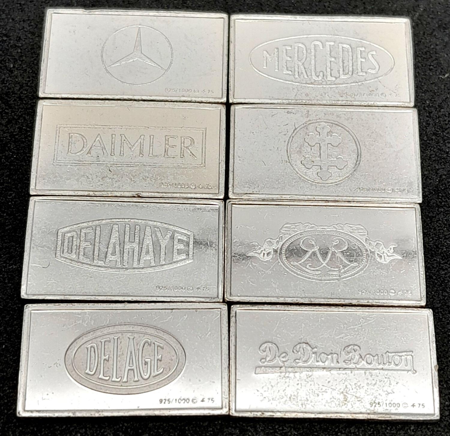 A SELECTION OF 8 STERLING SILVER EUROPEAN CAR MANUFACTURER PLAQUES DAIMLER, MERCEDES-BENZ, DE DION - Bild 3 aus 3