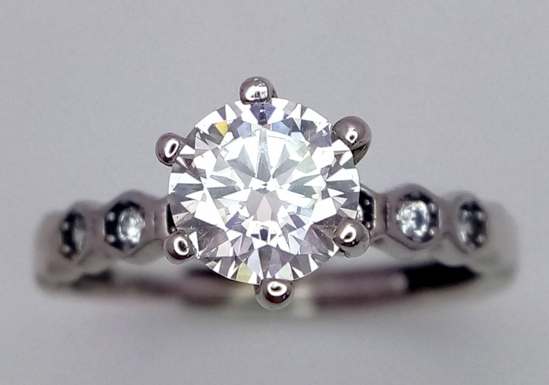 A 1ct Moissanite Ring set in 925 Silver. Comes with a GRA certificate. Size N. - Image 2 of 5