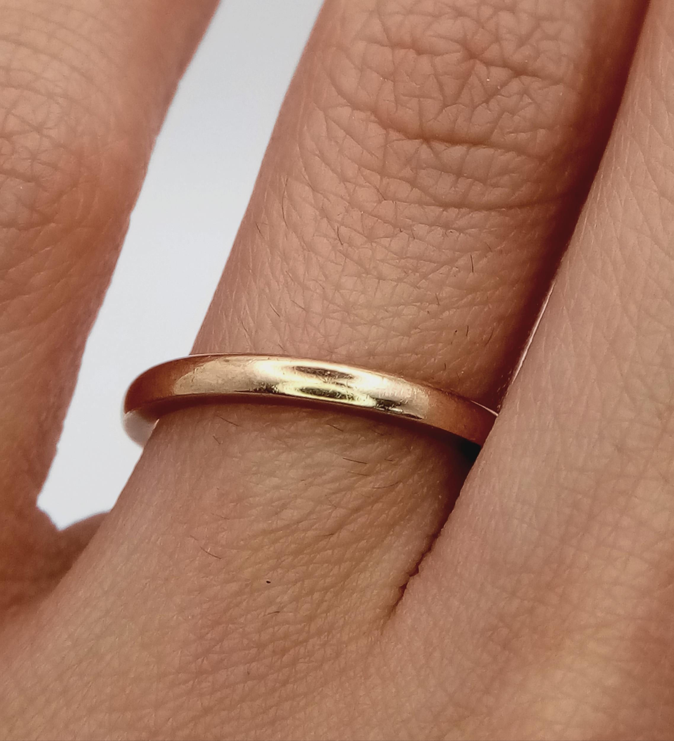 A Classic Vintage 9K Gold Band Ring. Full UK hallmarks. 2mm. Size L. 2.1g - Image 5 of 6