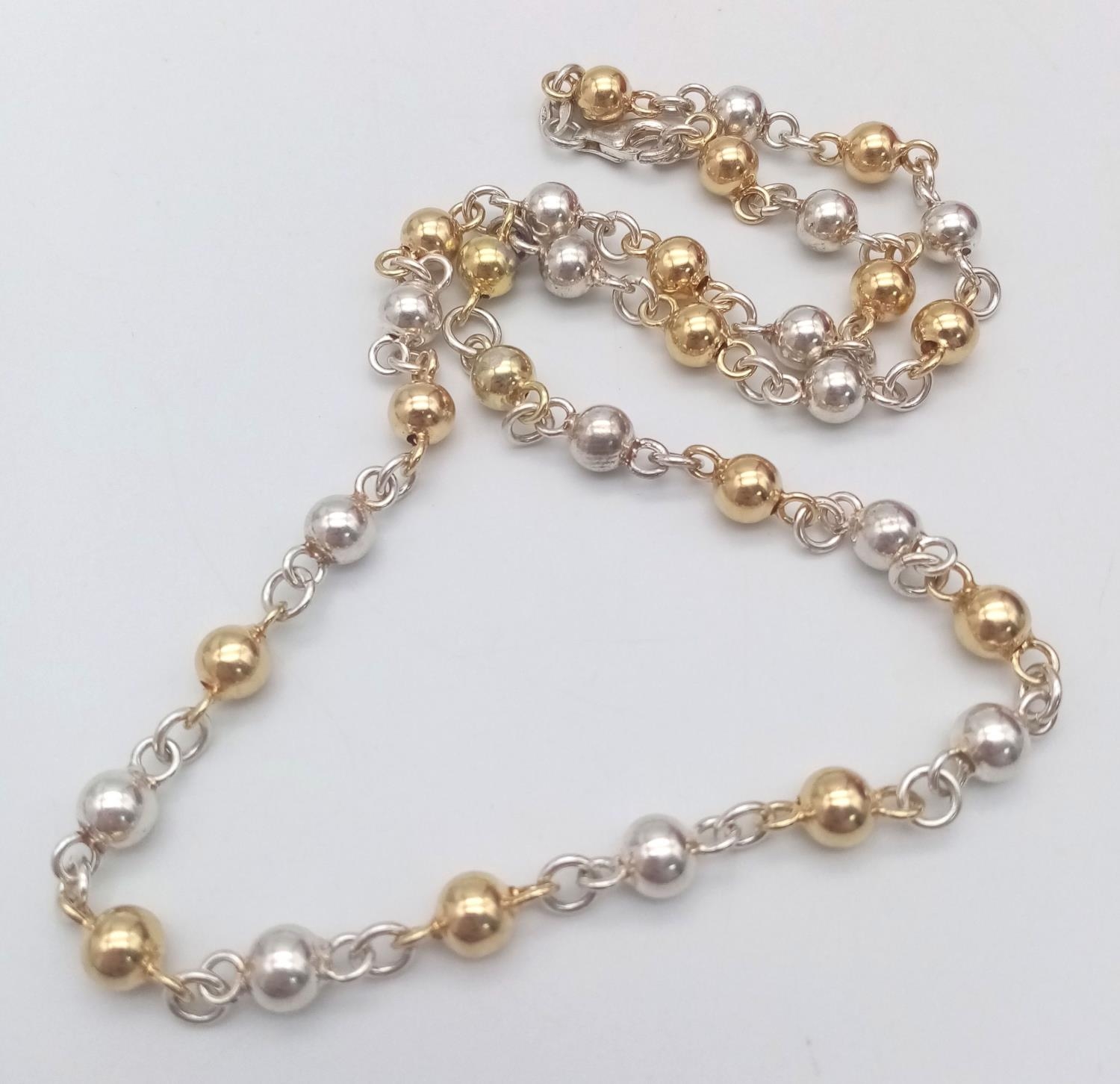 A 925 Silver and Gilded Bauble Necklace - 44cm. 19.5g - Image 3 of 4