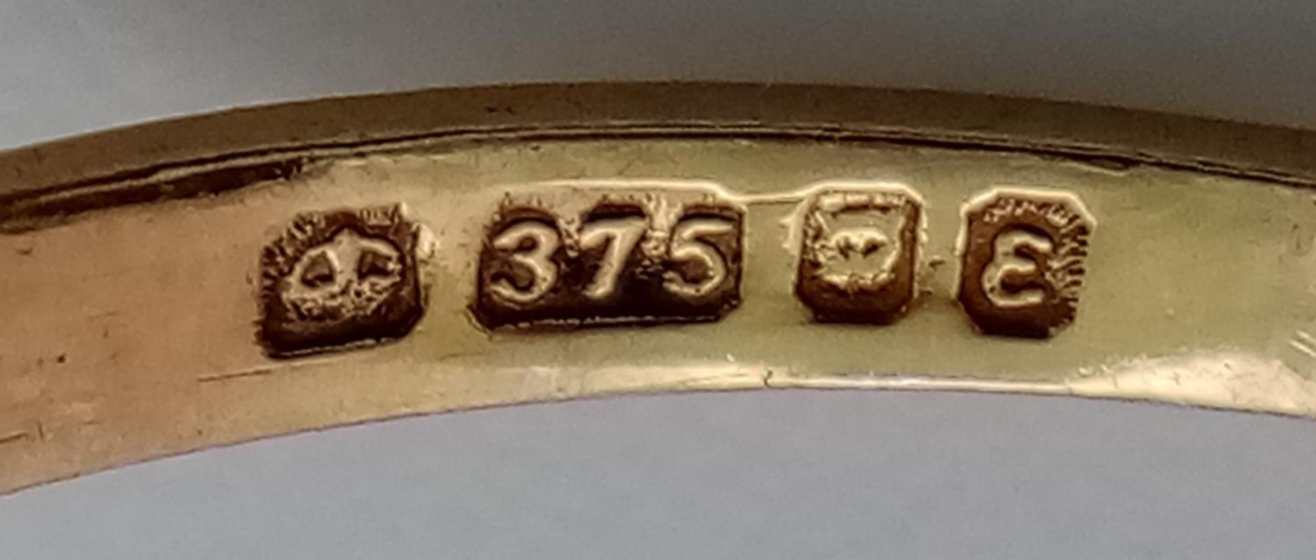 A 9K YELLOW GOLD SAPPHIRE & OPAL CLUSTER RING 2G SIZE L 1/2. SC 9075 - Bild 5 aus 5