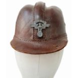 Early 1930’s German Motorcycle Crash Helmet and liner with an NSKK Badge on the front.