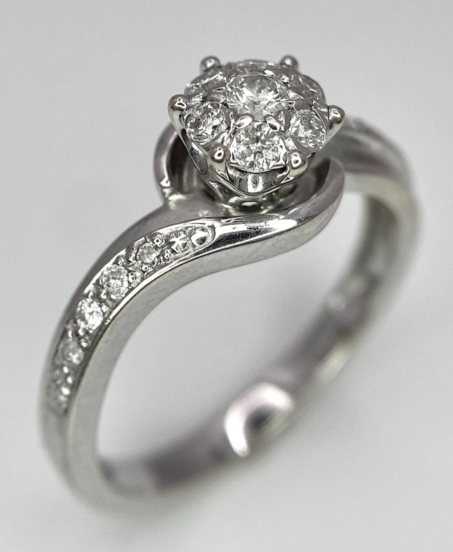A 9K WHITE GOLD DIAMOND RING. 0.25ctw, Size L, 2.3g total weight. Ref: 8034 - Image 5 of 6