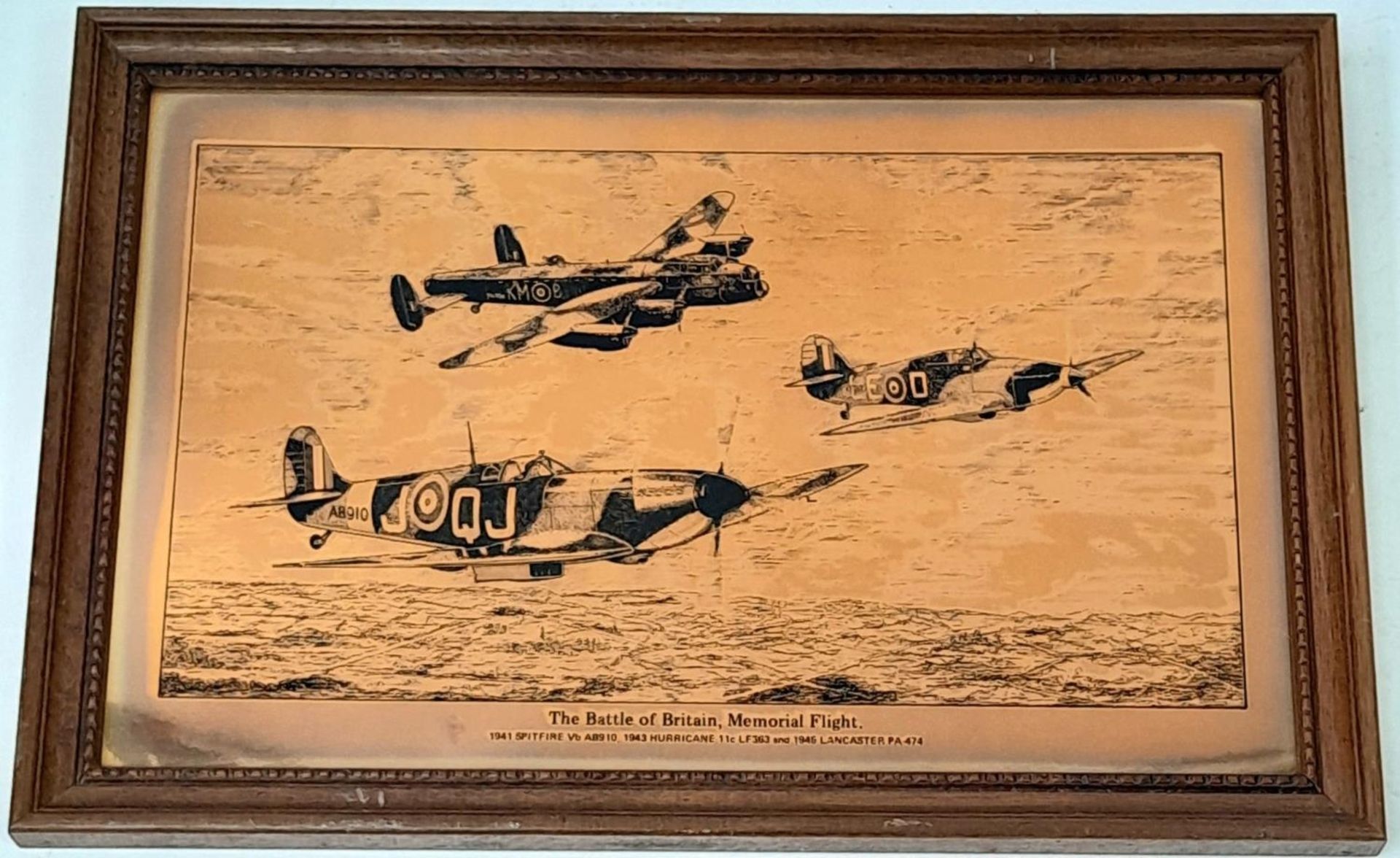Two Copper Plated Etched Pictures Depicting Aircraft. In frame - 32 x 49cm. - Image 2 of 7