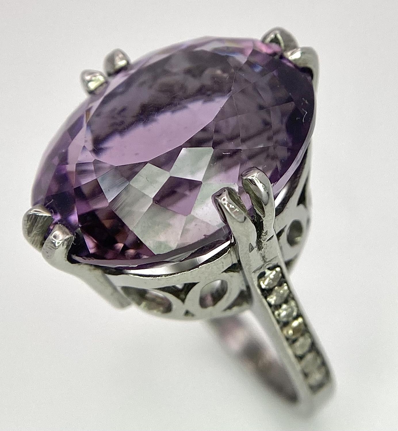 A 925 Silver Amethyst Ring. Size N. 10g - Bild 3 aus 6