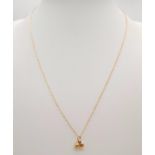 A 9ct Yellow Gold Double Heart Necklace, 16” length, 0.6g total weight , 0.7cm pendant drop. ref: