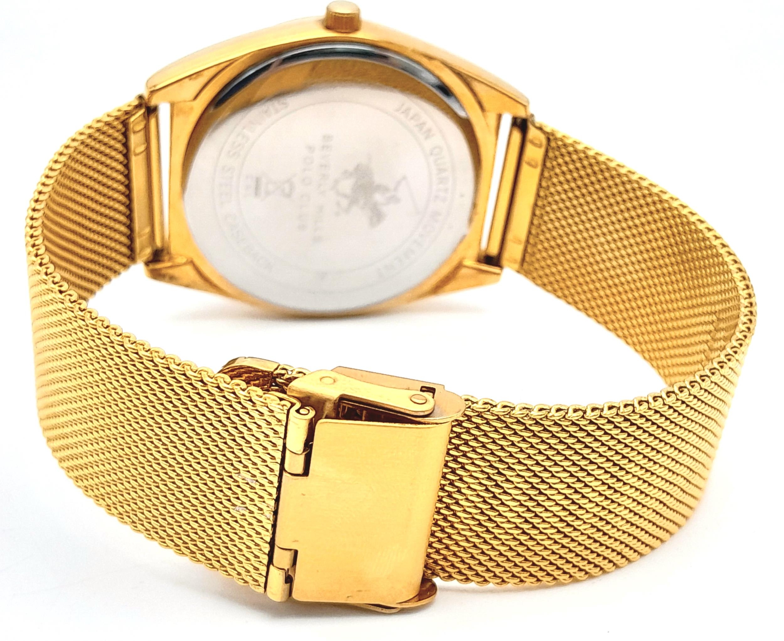 A Men’s Gold Tone Bracelet Watch by Beverly Hills Polo Club. 43mm Including Crown. New Battery - Image 5 of 6