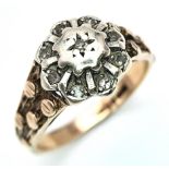 A Vintage 9K Gold and Old Cut Diamond Ring. Size I. 2.7g total weight.