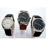 A Parcel of Three Leather Strapped, Military designed Homage Watches Comprising; 1) An Italian