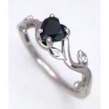A 9ct White Gold CZ Heart Shaped Stone Fancy Ring, size N, 2.3g total weight. ref: 8405H