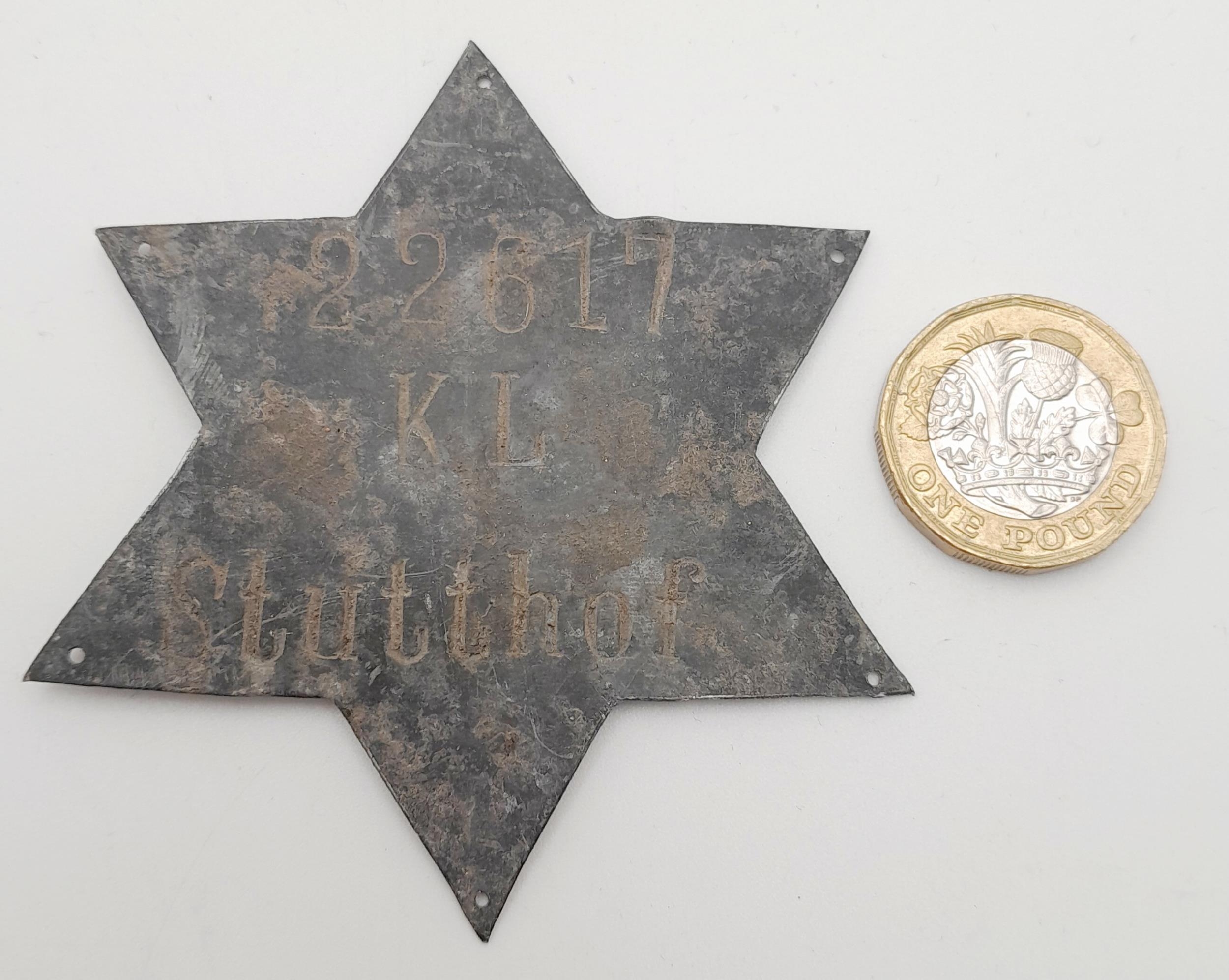 WW2 Polish Jewish Ghetto Police Badge for Stutthof. A metal star that would have been sewn onto an - Image 3 of 3
