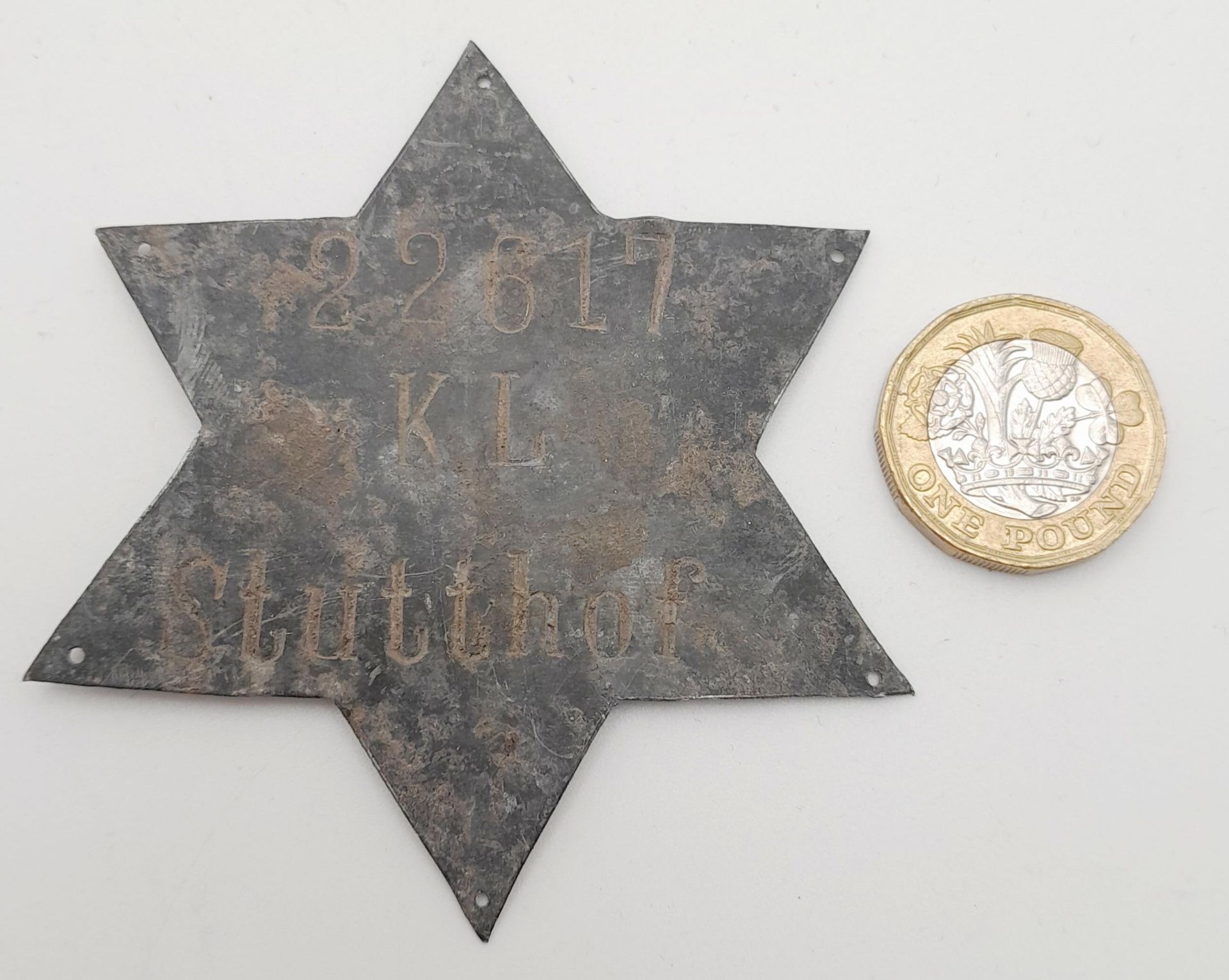 WW2 Polish Jewish Ghetto Police Badge for Stutthof. A metal star that would have been sewn onto an - Bild 3 aus 3