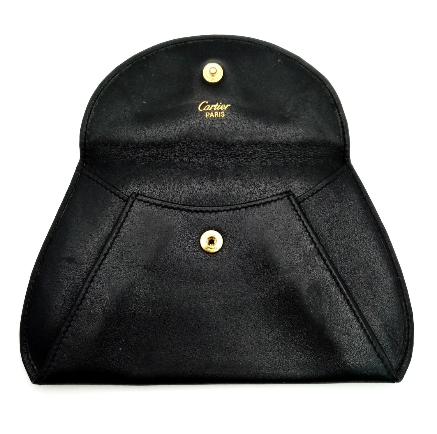 A Cartier Black Panther Coin Pouch. Leather exterior with gold-toned hardware and press stud - Image 6 of 10