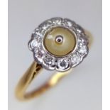 AN 18K YELLOW GOLD & PLATINUM DIAMOND RING. 0.35ctw, size L, 2.5g total weight. Ref: SC 9046