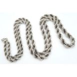 A 925 Silver Graduated Rope Chain Necklace. 89cm length, 80.48g weight.