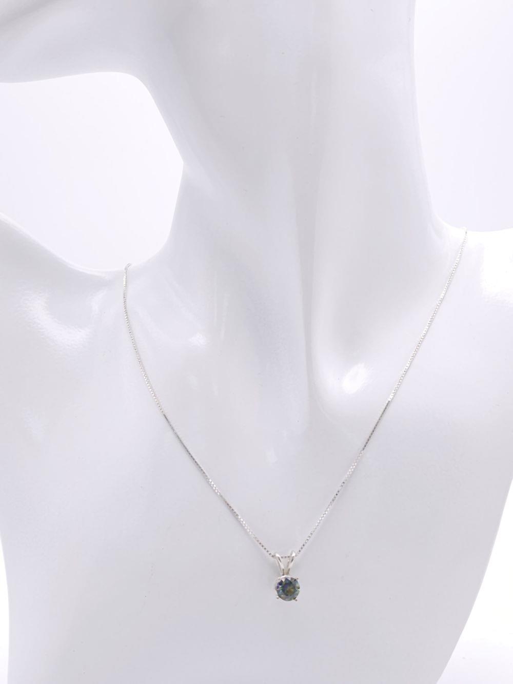 A Rainbow Moissanite Pendant on a 925 Silver Necklace. 1cm and 42cm. Comes with a GRA certificate. - Image 7 of 8