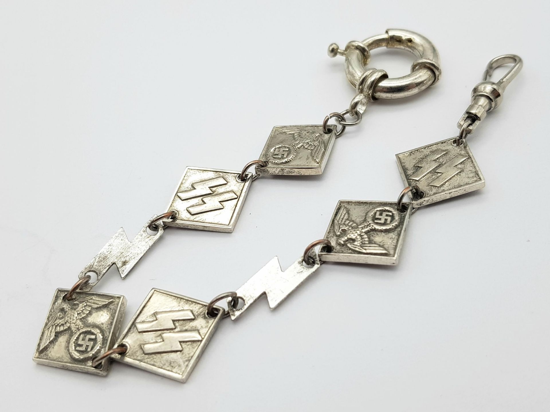 3rd Reich Patriotic Silver-Plated Watch Chain.